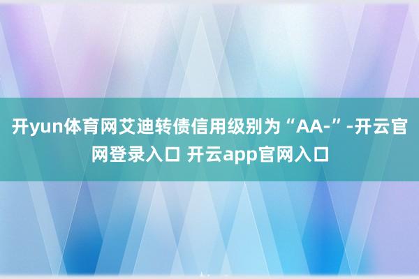 开yun体育网艾迪转债信用级别为“AA-”-开云官网登录入口 开云app官网入口