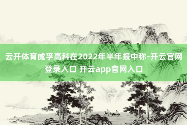 云开体育威孚高科在2022年半年报中称-开云官网登录入口 开云app官网入口