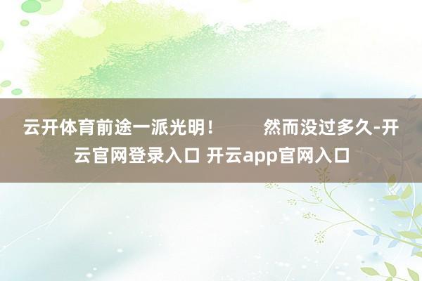 云开体育前途一派光明！        然而没过多久-开云官网登录入口 开云app官网入口